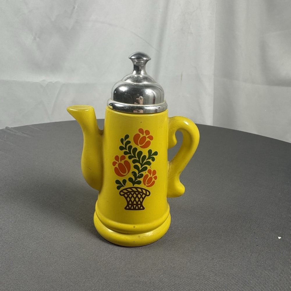 Vintage Avon Bottle Yellow Koffee Klatch Dutch Coffee Pot 70s Glass Decor Kitsch
